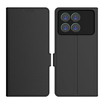 Kapa Noble Slim Magnetic Leather Flip Case Cover for Poco X6 PRO | Card Holder Stand Flip Wallet Case (Black)