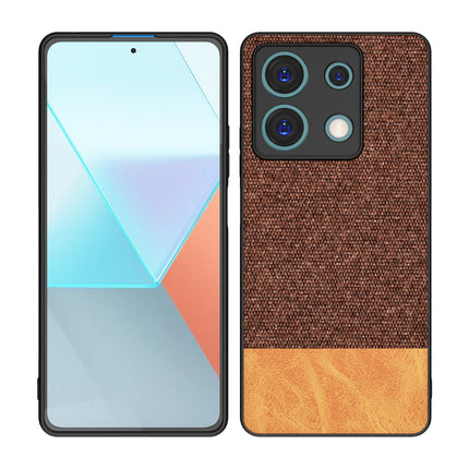 Mobizang Soft Fabric & Leather Hybrid Protective Back Cover for Redmi Note 13 (5G) | Shockproof Slim Hard Anti Slip Back Case (Brown)