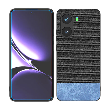 Mobizang Soft Fabric & Leather Hybrid Protective Back Cover for Poco X7 Pro | Shockproof Slim Hard Anti Slip Back Case (Black,Blue)