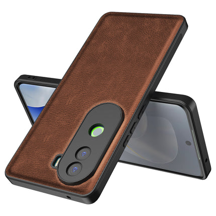 Mobizang Tux Leather Back Cover for Vivo V40E / iQOO Z9S | Slim Shockproof Camera Protection Bumper Case (Brown)