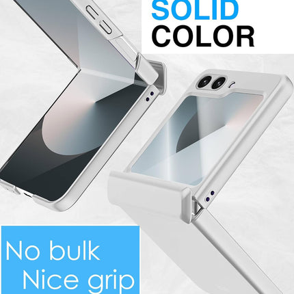 Mobizang Ultra Thin Back Cover for Galaxy Z Flip6 / Z Flip 6 | With [Magnetic Hinge Protection] and Inbuilt Glass Window Protection (Silver)