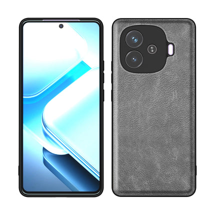 Mobizang Tux Leather Back Cover for iQoo Neo 10R | Slim Shockproof Camera Protection Bumper Case (Grey)