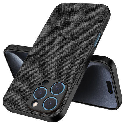 Mobizang Soft Full Fabric Protective Back Case Cover for Apple iPhone 16 Pro Max | Shockproof Slim Hard Anti Slip Back Case (Black)