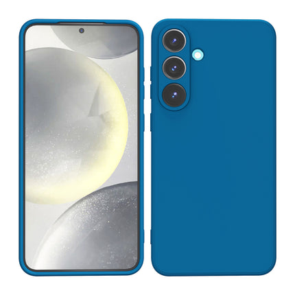 Mobizang Matte Protective Lens Flexible Back Cover for Samsung Galaxy S25 | Slim Silicone with Soft Lining Shockproof Full Body Bumper Case (Blue)