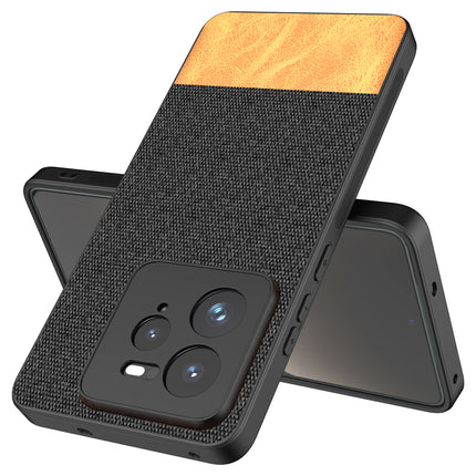Mobizang Soft Fabric & Leather Hybrid Protective Back Cover for Realme GT 7 PRO | Shockproof Slim Hard Anti Slip Back Case (Black,Brown)