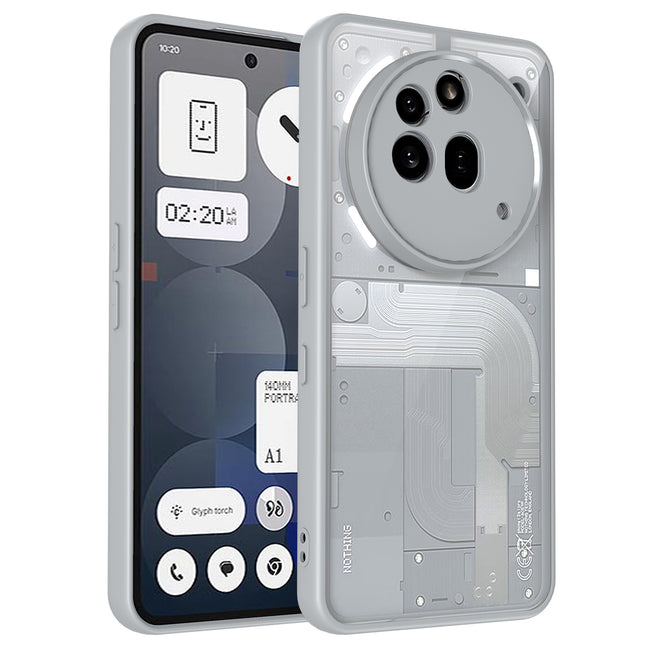 Mobizang Hawkeye Clear Back Cover for Nothing Phone 3A Pro | Camera Lens Protector Shockproof Slim Clear Case Cover (Grey Sides)