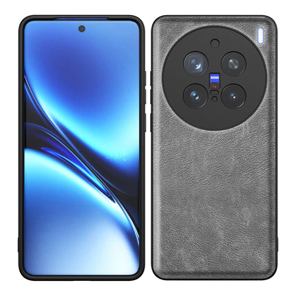 Mobizang Tux Leather Back Cover for Vivo X200 Pro (5G) | Slim Shockproof Camera Protection Bumper Case (Grey)