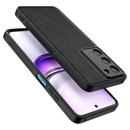 Mobizang Tux Leather Back Cover for Realme 14X | Slim Shockproof Camera Protection Bumper Case (Black)