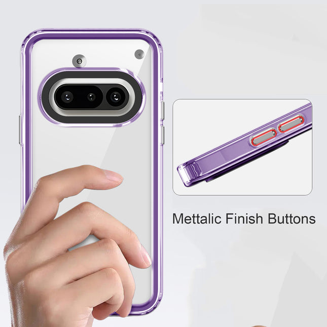 Mobizang Warrior Acrylic Clear Back Cover For Nothing Phone 3A 5G | Slim Shockproof [Military Grade Protection] Hybrid Bumper Case (Purple Sides)