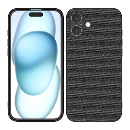Mobizang Soft Full Fabric Protective Back Case Cover for Apple iPhone 16 | Shockproof Slim Hard Anti Slip Back Case (Black)