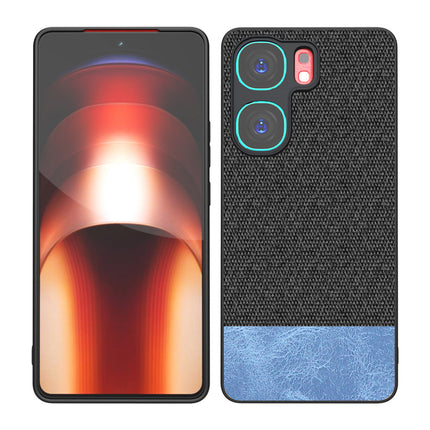 Mobizang Soft Fabric & Leather Hybrid Protective Back Cover for IQOO Neo 9 Pro | Shockproof Slim Hard Anti Slip Back Case (Black,Blue)