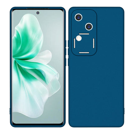 Mobizang Matte Protective Lens Flexible Back Cover for Vivo V30 (5G) | Slim Silicone with Soft Lining Shockproof Full Body Bumper Case (Blue)