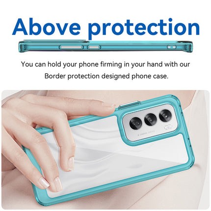 Mobizang Unicorn Acrylic Clear Back Cover For Oppo Reno 12 (5G) | Slim Shockproof [Military Grade Protection] Hybrid Bumper Case (Blue Sides)