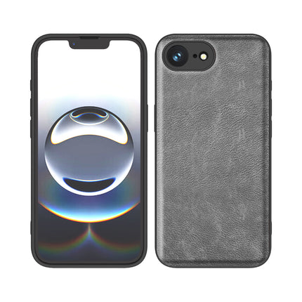 Mobizang Tux Leather Back Cover for Apple iPhone 16E | Slim Shockproof Camera Protection Bumper Case (Grey)
