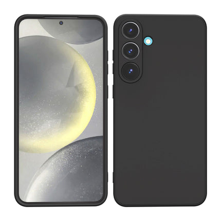 Mobizang Matte Protective Lens Flexible Back Cover for Samsung Galaxy S25 | Slim Silicone with Soft Lining Shockproof Full Body Bumper Case (Black)