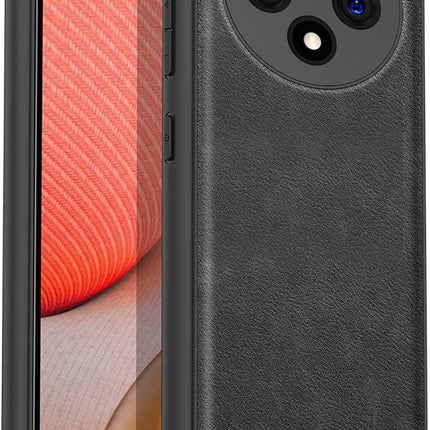 Mobizang Tux Leather Back Cover for Oppo F27 Pro / Oppo F27 Pro Plus | Slim Shockproof Camera Protection Bumper Case (Black)