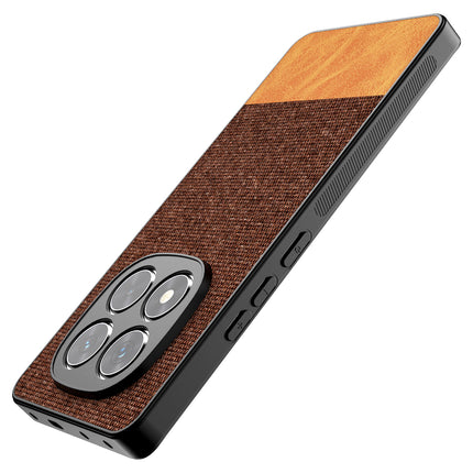 Mobizang Soft Fabric & Leather Hybrid Protective Back Cover for Redmi Note 14 Pro Plus | Shockproof Slim Hard Anti Slip Back Case (Brown)