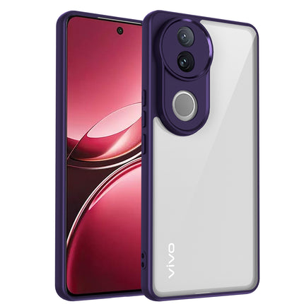 Mobizang Hawkeye Clear Back Cover for Vivo V50 5G | Camera Lens Protector Shockproof Slim Clear Case Cover (Purple Sides)