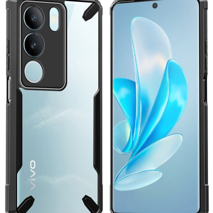 Mobizang Bull Clear Back Cover for Vivo V29 (5G) / Vivo V29 Pro (5G) | [Military Grade Protection] Shock Proof Slim Hybrid Bumper Case (Black)