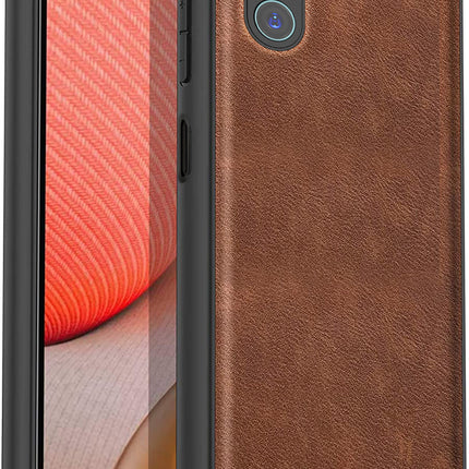 Mobizang Tux Leather Back Cover for Samsung Galaxy M35 (5G) | Slim Shockproof Camera Protection Bumper Case (Brown)