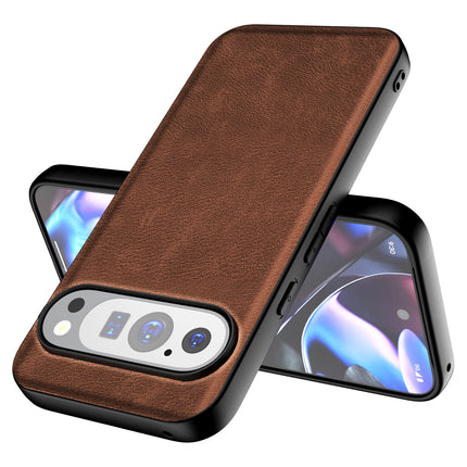 Mobizang Tux Leather Back Cover for Google Pixel 9 / Pixel 9 PRO | Slim Shockproof Camera Protection Bumper Case (Brown)