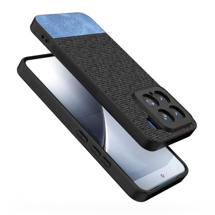 Mobizang Soft Fabric & Leather Hybrid Protective Back Cover for Xiaomi 15 5G | Shockproof Slim Hard Anti Slip Back Case (Black,Blue)