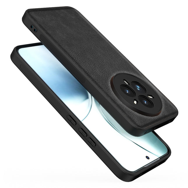 Mobizang Tux Leather Back Cover for Realme 14 Pro+ (Plus) 5G | Slim Shockproof Camera Protection Bumper Case (Black)