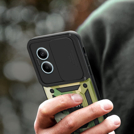 Kapa Tank Back Cover for Redmi Note 13 Pro (5G) | Inbuilt Ring + Slider Shockproof Lens Protection Bumper Back Case (Green)