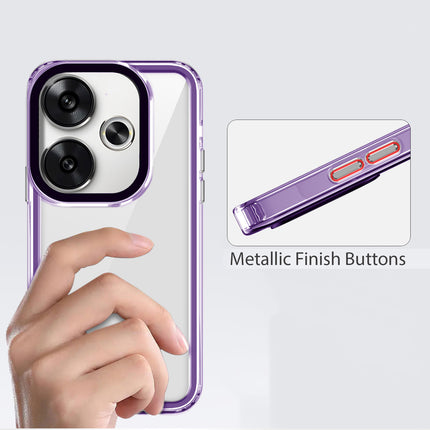 Mobizang Warrior Acrylic Clear Back Cover For Poco F6 (5G) | Slim Shockproof [Military Grade Protection] Hybrid Bumper Case (Purple Sides)