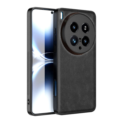 Mobizang Tux Leather Back Cover for Vivo X200 Ultra | Slim Shockproof Camera Protection Bumper Case (Black)