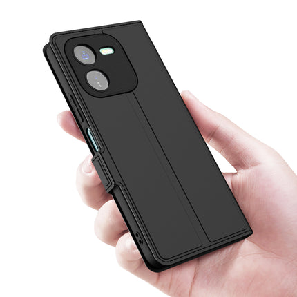 Mobizang Noble Slim Magnetic Leather Flip Case Cover for IQOO Z9X | Card Holder Stand Flip Wallet Case (Black)