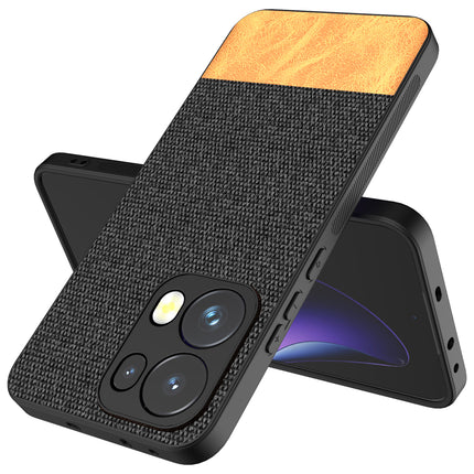 Mobizang Soft Fabric & Leather Hybrid Protective Back Cover for Oppo Reno 13 Pro | Shockproof Slim Hard Anti Slip Back Case (Black,Brown)