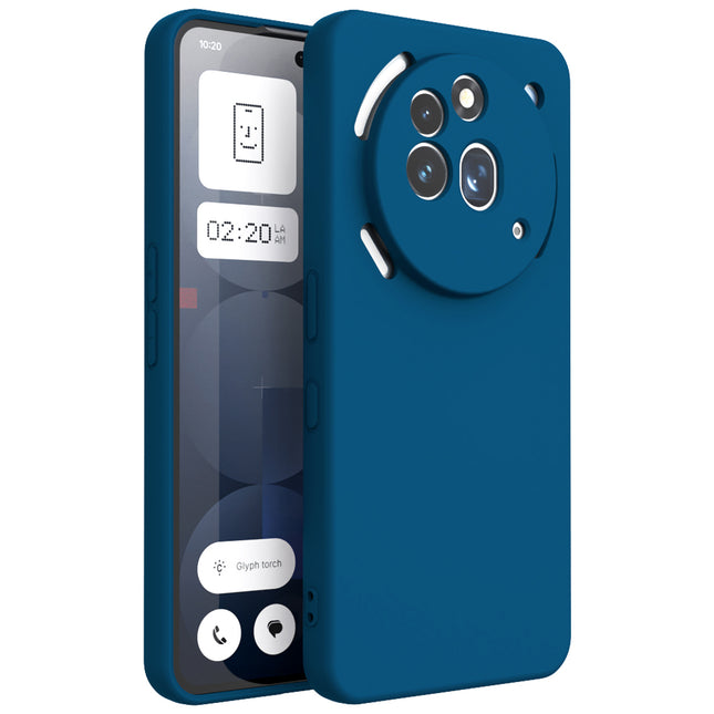 Mobizang Matte Protective Lens Flexible Back Cover for Nothing Phone 3A Pro | Slim Silicone with Soft Lining Shockproof Full Body Bumper Case (Blue)