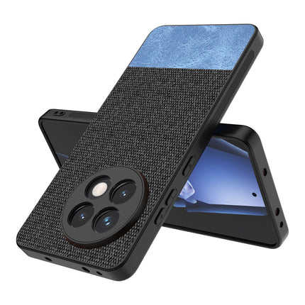 Mobizang Soft Fabric & Leather Hybrid Protective Back Cover for OnePlus 13R | Shockproof Slim Hard Anti Slip Back Case (Black,Blue)