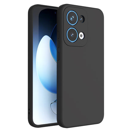 Mobizang Matte Protective Lens Flexible Back Cover for Oppo Reno 13 5G | Slim Silicone with Soft Lining Shockproof Full Body Bumper Case (Black)