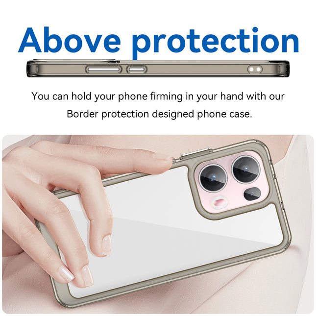 Mobizang Unicorn Acrylic Clear Back Cover For Oppo Reno 13 Pro 5G | Slim Shockproof [Military Grade Protection] Hybrid Bumper Case (Grey Sides)