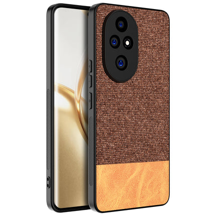 Mobizang Soft Fabric & Leather Hybrid Protective Back Cover for Honor 200 Pro (5G) | Shockproof Slim Hard Anti Slip Back Case (Brown)