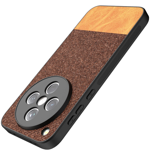 Mobizang Soft Fabric & Leather Hybrid Protective Back Cover for Oppo Find X8 | Shockproof Slim Hard Anti Slip Back Case (Brown)
