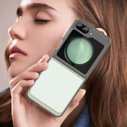 Mobizang Unicorn Acrylic Clear Back Cover For Samsung Galaxy Z Flip 6 | Slim Shockproof [Military Grade Protection] Hybrid Bumper Case (Grey Sides)