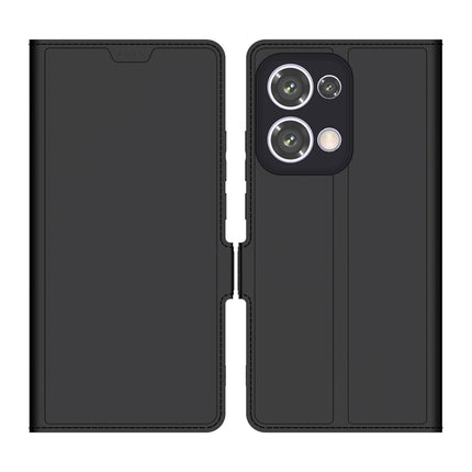 Mobizang Noble Slim Magnetic Leather Flip Case Cover for Oppo Reno 13 | Card Holder Stand Flip Wallet Case (Black)