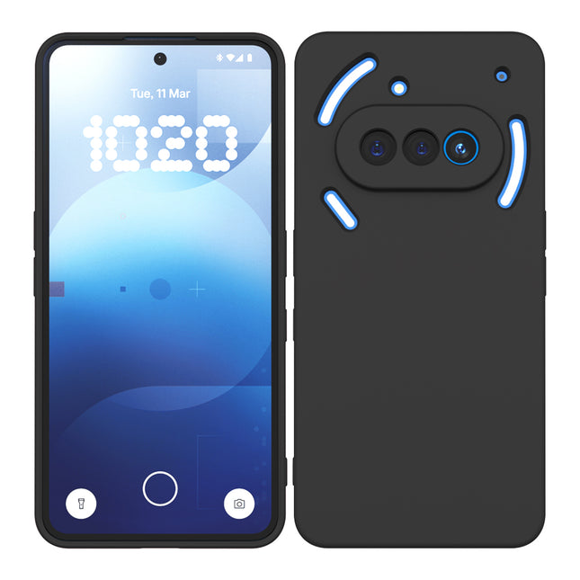 Mobizang Matte Protective Lens Flexible Back Cover for Nothing Phone 3A 5G | Slim Silicone with Soft Lining Shockproof Full Body Bumper Case (Black)