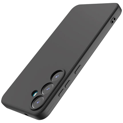 Mobizang Matte Protective Lens Flexible Back Cover for Samsung Galaxy S25 Plus | Slim Silicone with Soft Lining Shockproof Full Body Bumper Case (Black)