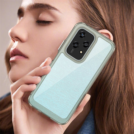 Mobizang Unicorn Acrylic Clear Back Cover For Honor 200 Lite (5G) | Slim Shockproof [Military Grade Protection] Hybrid Bumper Case (Grey Sides)