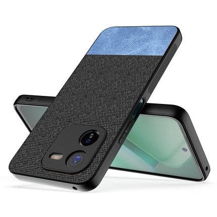 Mobizang Soft Fabric & Leather Hybrid Protective Back Cover for IQOO Z9X | Shockproof Slim Hard Anti Slip Back Case (Black,Blue)