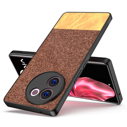 Mobizang Soft Fabric & Leather Hybrid Protective Back Cover for Vivo V30E (5G) | Shockproof Slim Hard Anti Slip Back Case (Brown)