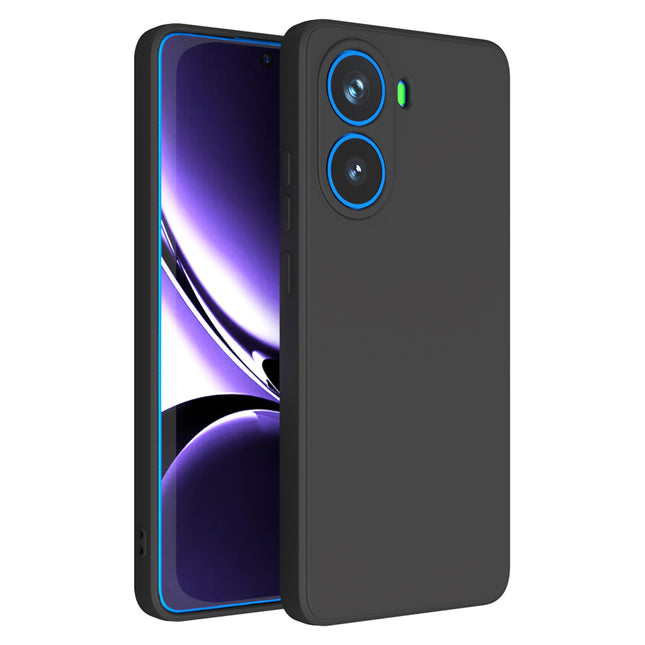 Mobizang Matte Protective Lens Flexible Back Cover for Poco X7 Pro 5G | Slim Silicone with Soft Lining Shockproof Full Body Bumper Case (Black)