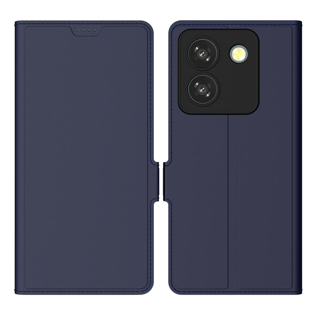 Mobizang Noble Slim Magnetic Leather Flip Case Cover for Poco M7 Pro | Card Holder Stand Flip Wallet Case (Blue)