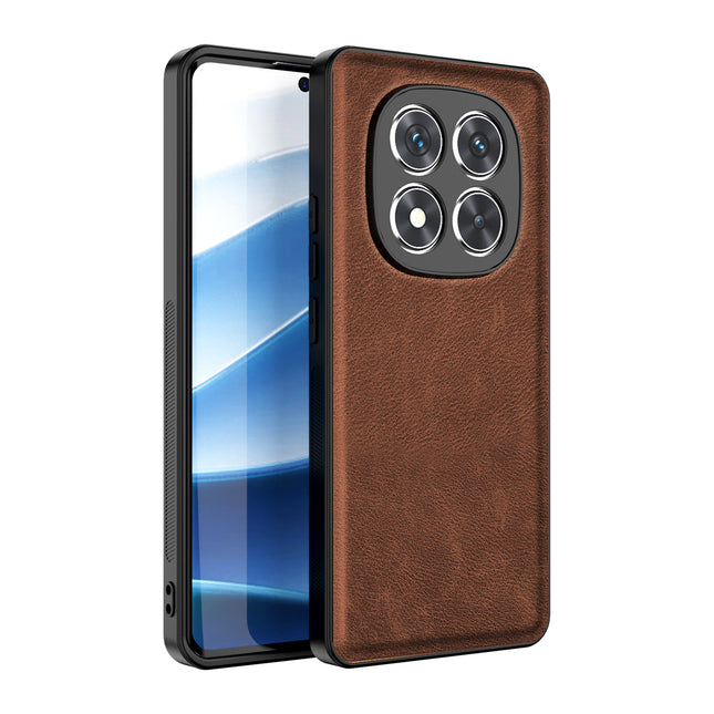 Mobizang Tux Leather Back Cover for Redmi Note 14 Pro Plus | Slim Shockproof Camera Protection Bumper Case (Brown)