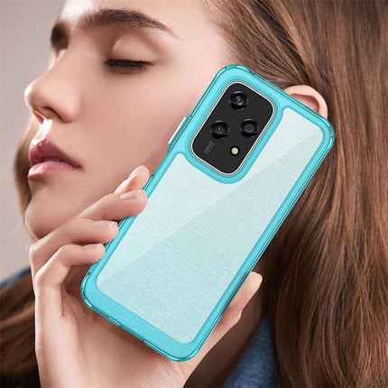 Mobizang Unicorn Acrylic Clear Back Cover For Honor 200 Lite (5G) | Slim Shockproof [Military Grade Protection] Hybrid Bumper Case (Blue Sides)