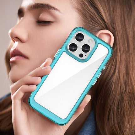 Mobizang Unicorn Acrylic Clear Back Cover For Apple iPhone 16 Pro | Slim Shockproof [Military Grade Protection] Hybrid Bumper Case (Blue Sides)